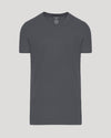 Carbon Tall Short Sleeve Classic V-Neck laid flat, highlighting tailored fit.