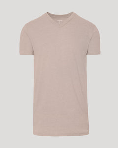 True ClassicLight Heather Slate Mauve Tall Classic V-Neck, soft beige, tailored V-neck T-shirt.