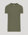 Military Green Tall Short Sleeve Classic V-Neck laid out flat.