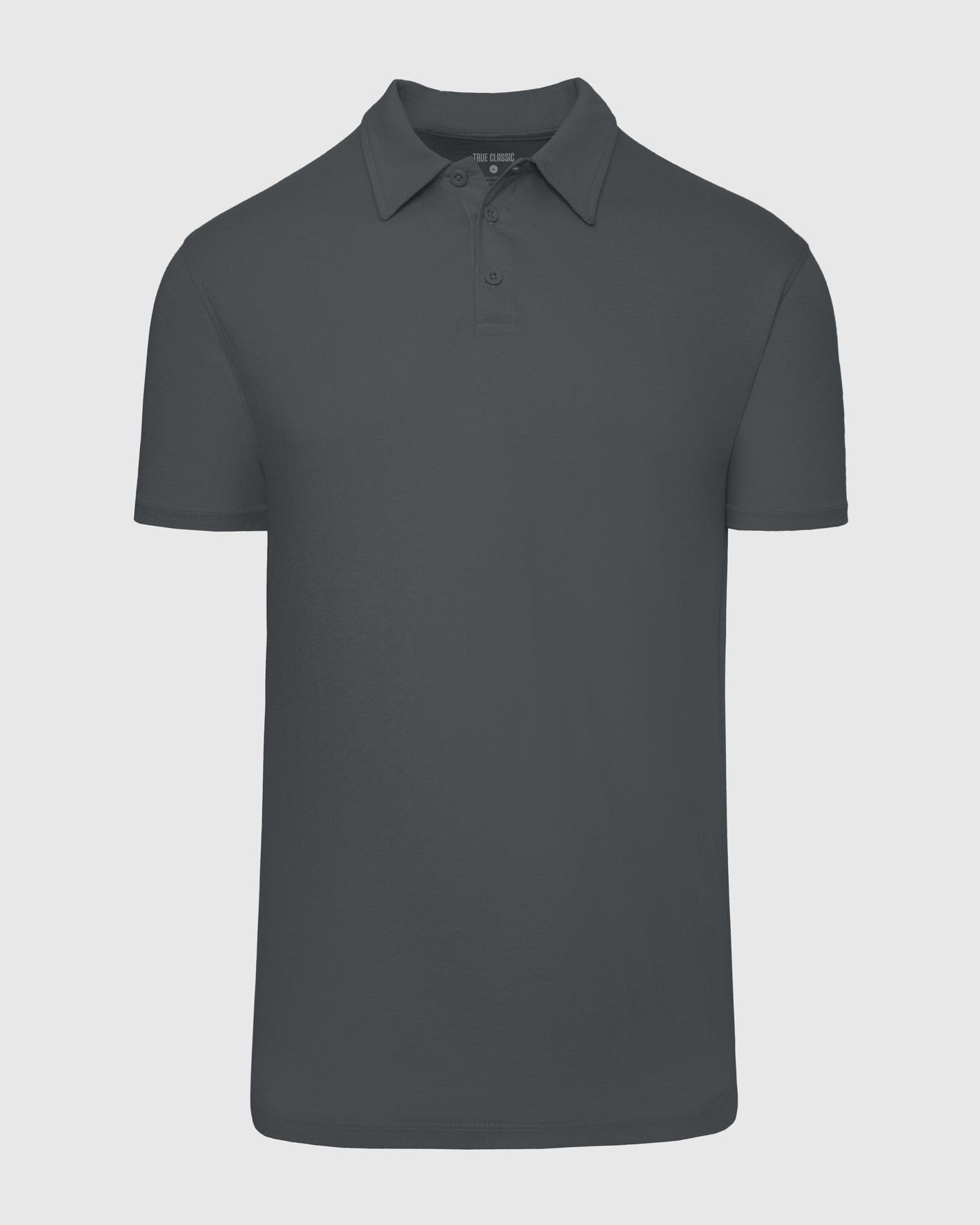 Carbon Short Sleeve Tall Polo with classic collar and three-button placket.