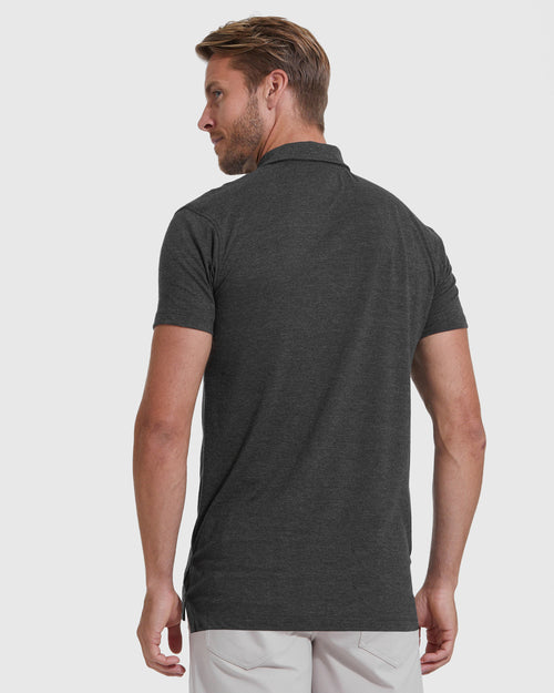 Charcoal Heather Gray Short Sleeve Tall Polo