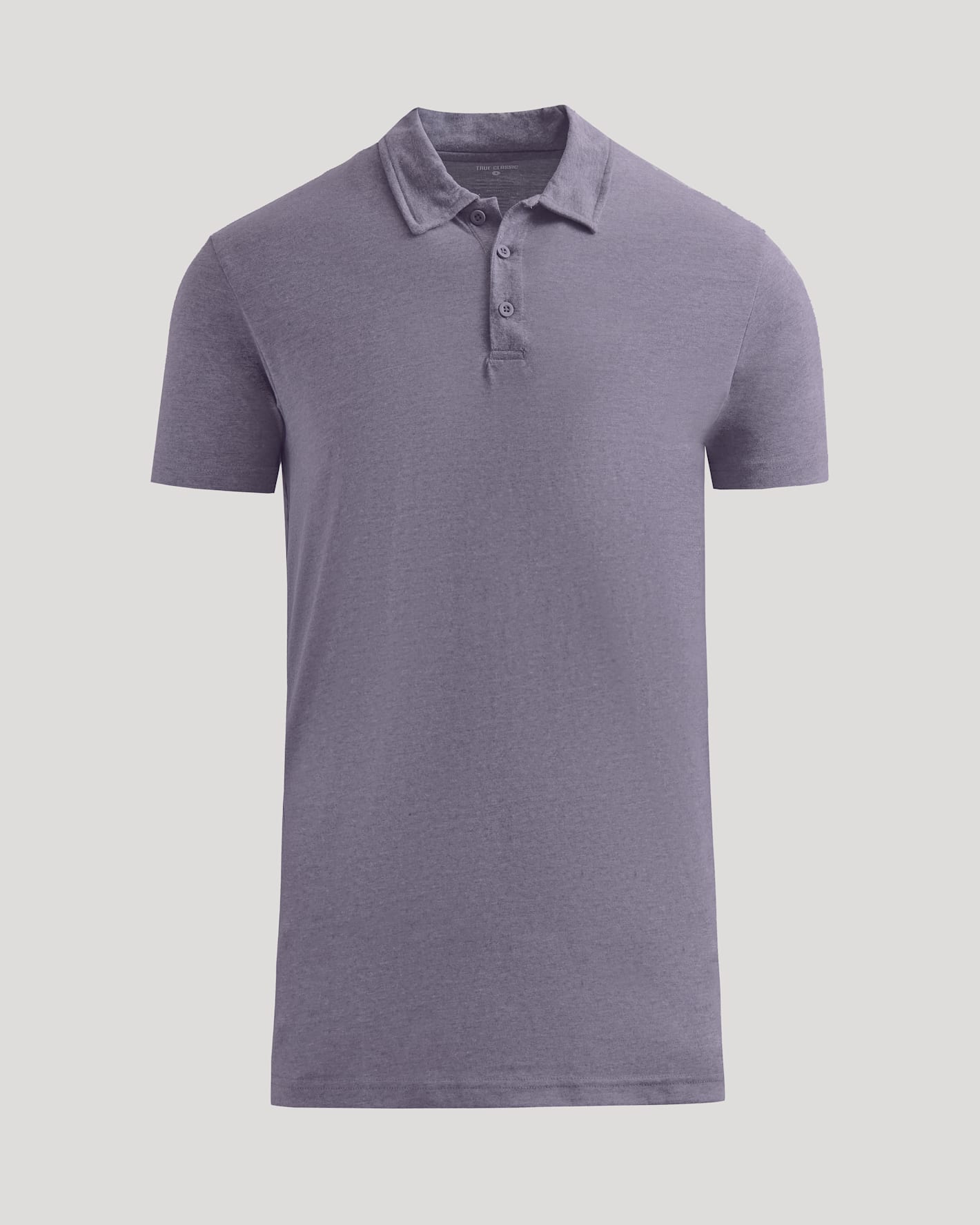Dark Heather Amethyst Short Sleeve Tall Polo, showcasing fitted design and ultra-soft fabric.