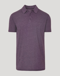 True ClassicDark Heather Plum Short Sleeve Tall Polo with classic collar and two-button placket.