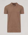 Dark Heather Sepia Short Sleeve Tall Polo with classic collar and placket.