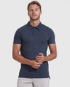 Heather Navy Short Sleeve Tall Polo on male model, showcasing perfect fit, ultra-soft fabric.