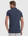 Heather Navy Short Sleeve Tall Polo on man, highlighting fit and comfort.
