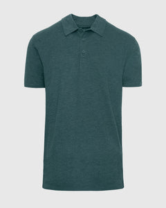 True ClassicHeather Seafarer Short Sleeve Tall Polo with classic collar and three-button placket.
