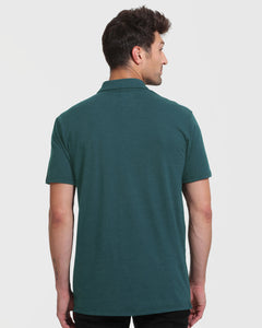 True ClassicMan in Heather Seafarer Short Sleeve Tall Polo, side profile view.