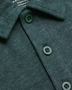 True ClassicHeather Seafarer Short Sleeve Tall Polo with folded collar and buttons.