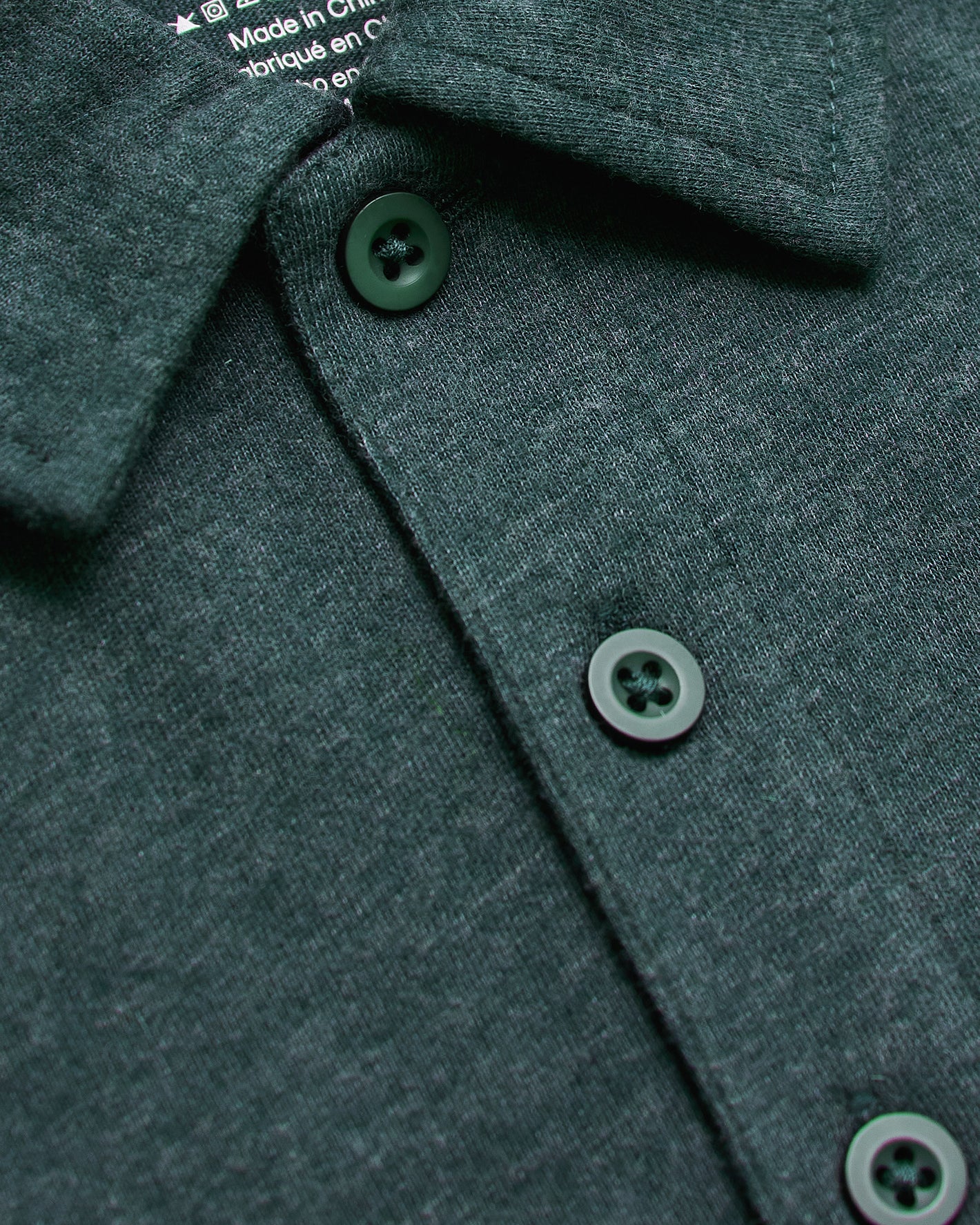 Heather Seafarer Short Sleeve Tall Polo with folded collar and buttons.