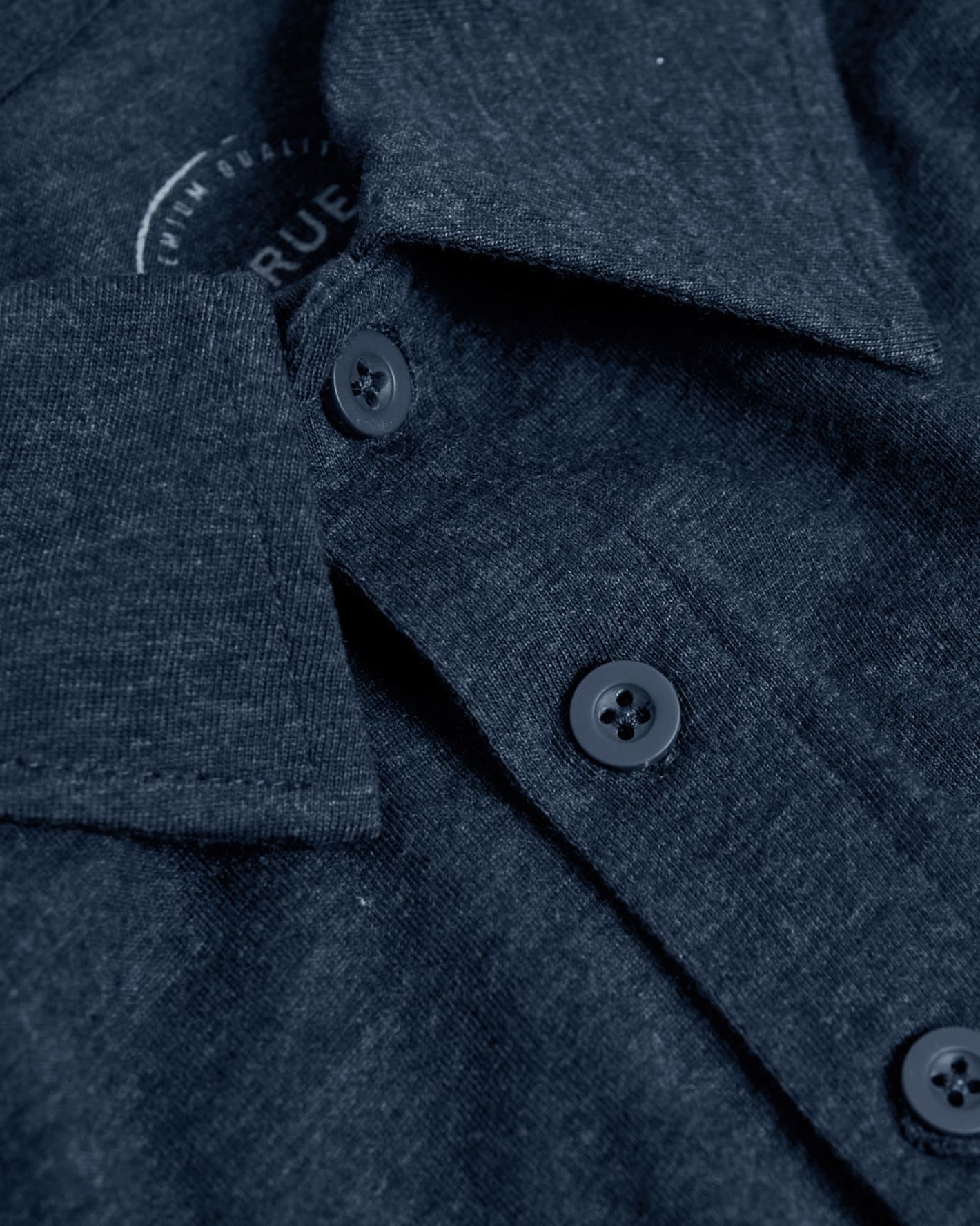 Polo à manches courtes marine chiné, grande taille