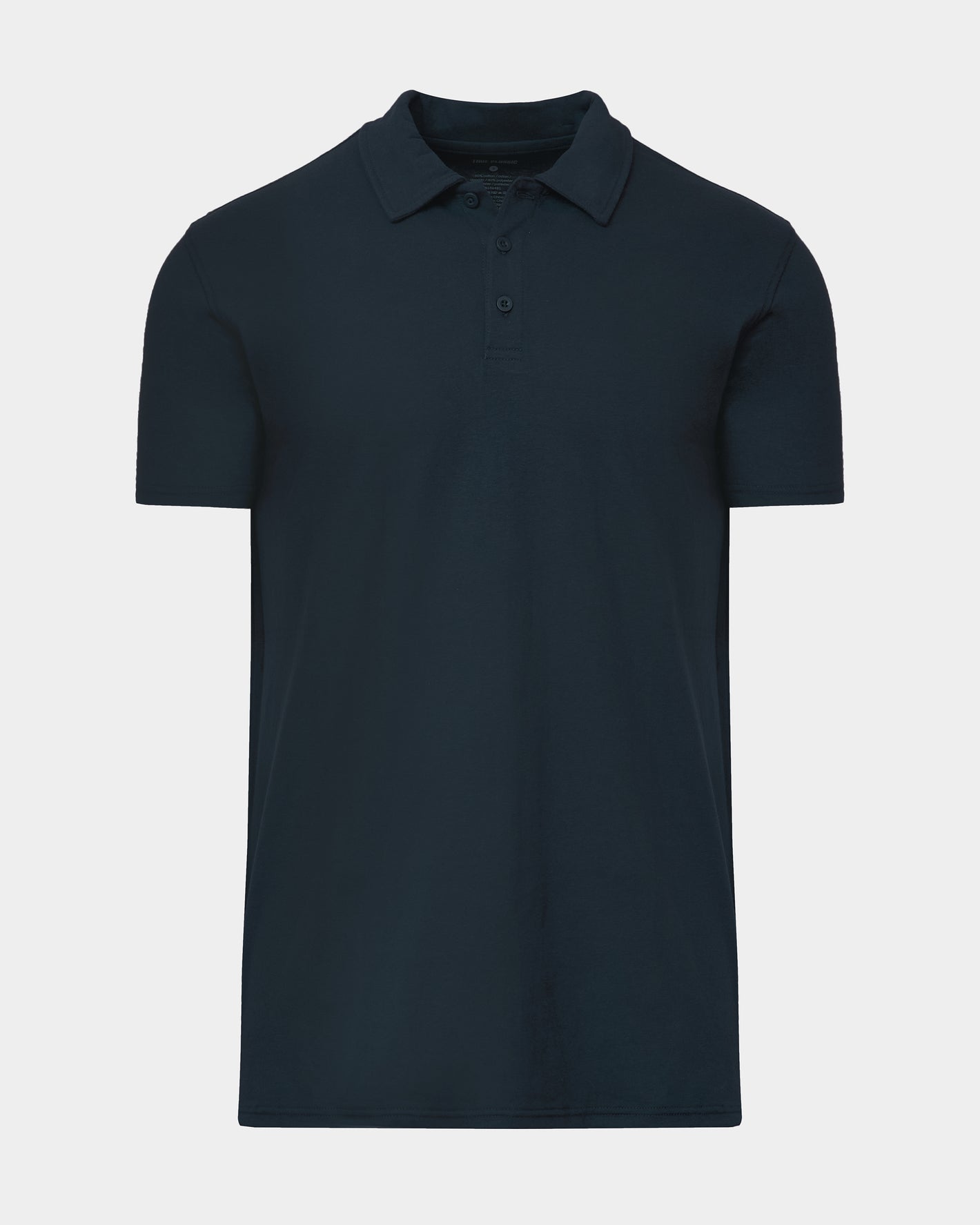 Navy Short Sleeve Tall Polo with classic collar and three-button placket.