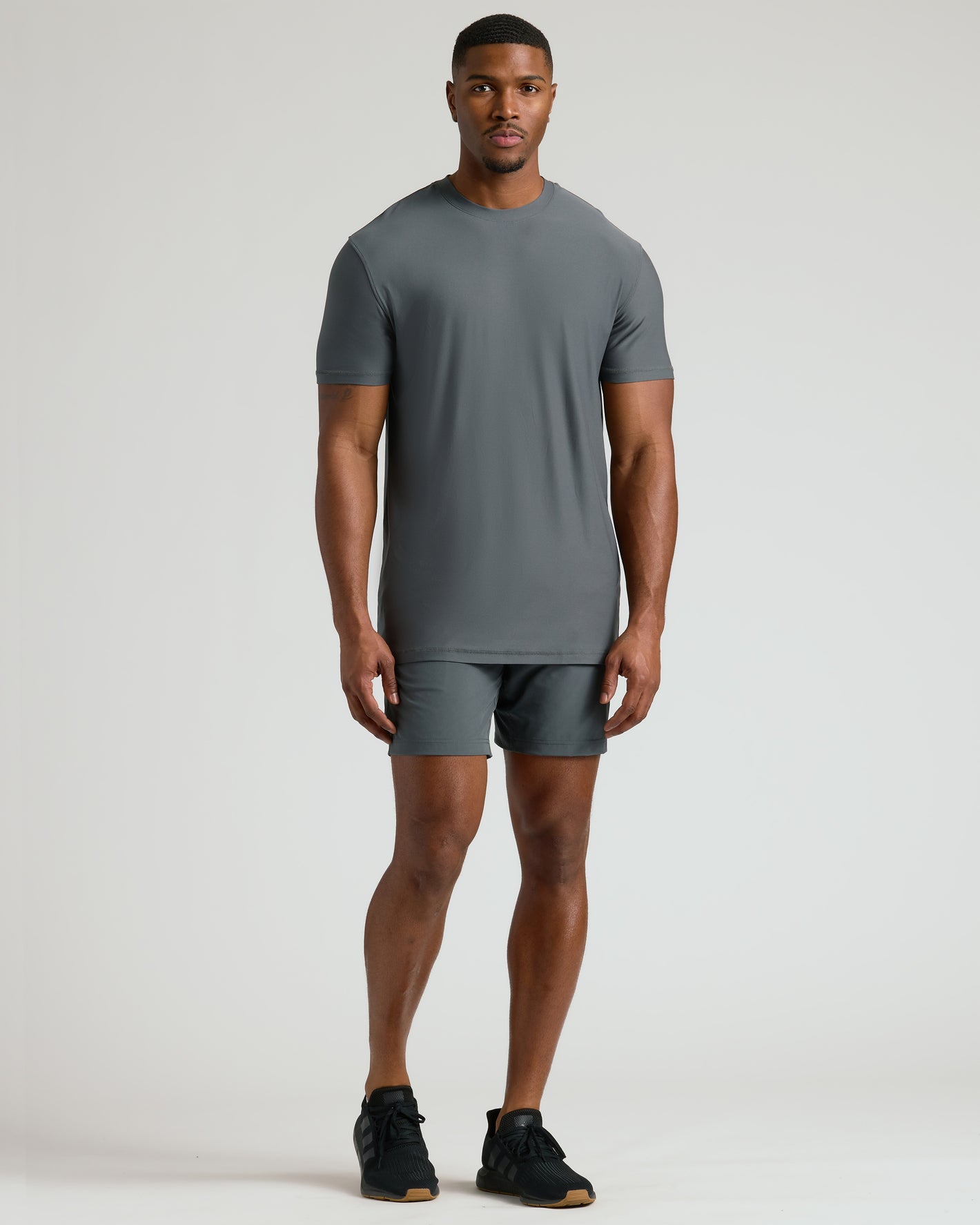 Tall Active Crew 3-Pack: Man in gray athletic tee and shorts.