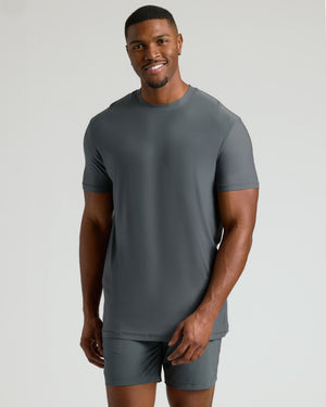 Carbon Tall Active Crew Neck 2.0 worn by smiling man.