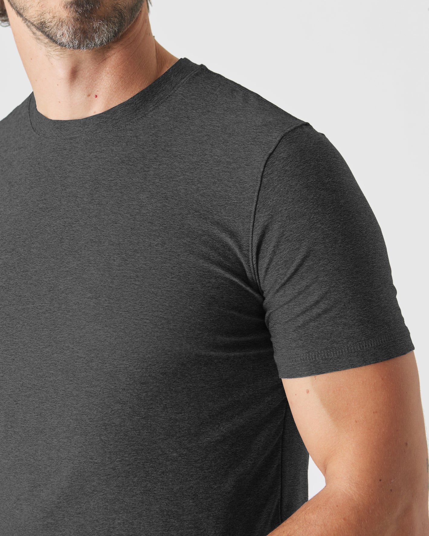 Charcoal Heather Gray Tall Active Crew Neck 2.0 on male torso.