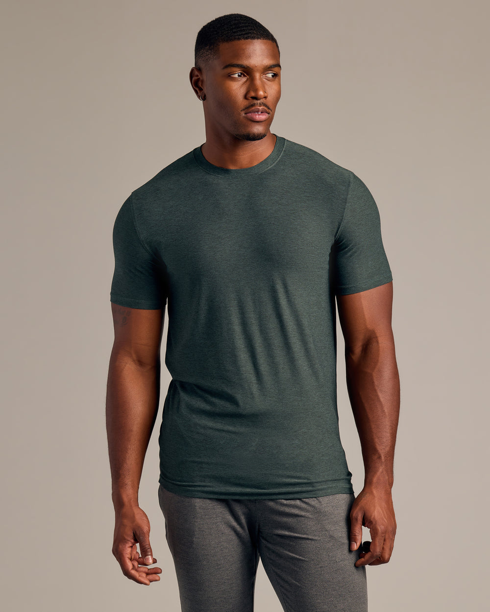 Dark Heather Forest Tall Active Crew Neck