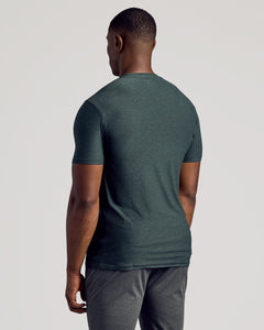 True ClassicDark Heather Forest Tall Active Crew Neck 2.0 from back view.