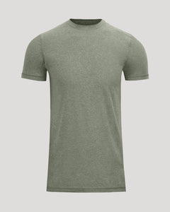 True ClassicHeather Juniper Tall Active Crew Neck 2.0 in muted olive-green.