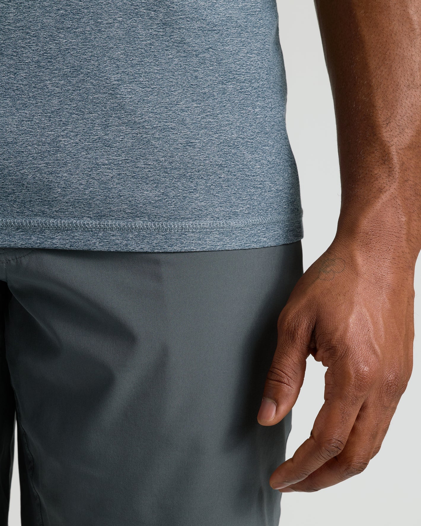 Neutral Short Sleeve Tall Active Crew 3-Pack on model, showcasing fit and design.