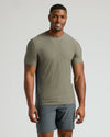 Man wearing Heather Military Green Tall Active Crew Neck 2.0.