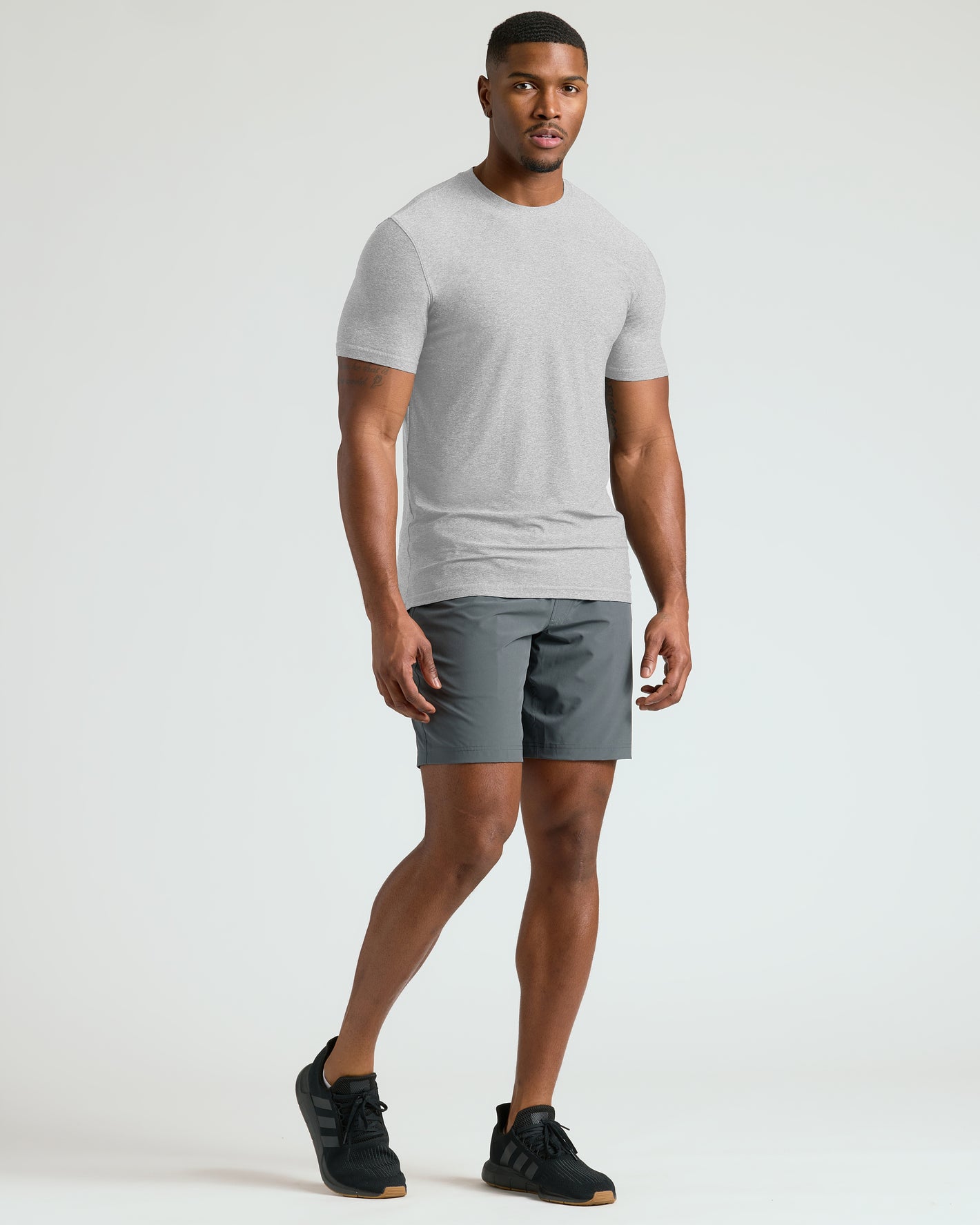 Light Heather Gray Tall Active Crew Neck 2.0 worn by athletic man.