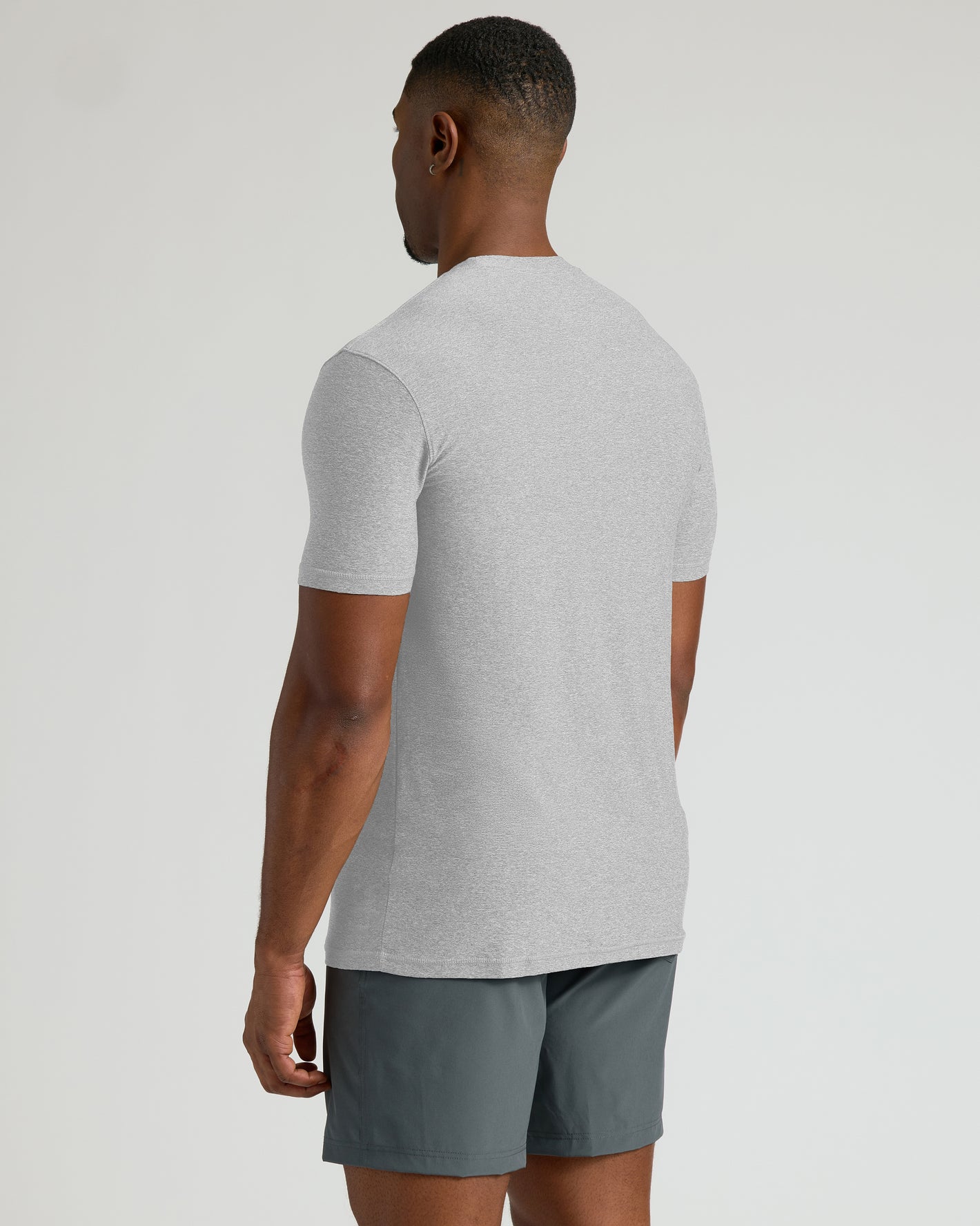 Back view of Light Heather Gray Tall Active Crew Neck 2.0.
