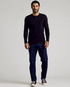 All Black Tall Classic Long Sleeve Henley 3-Pack worn by man.