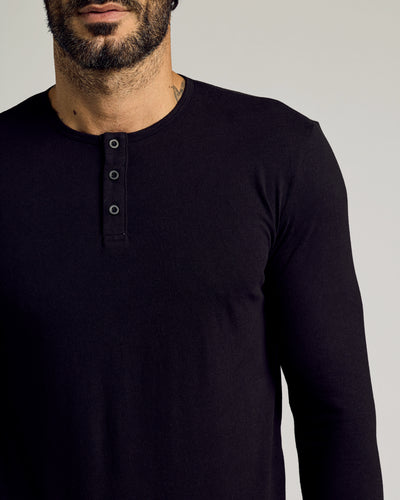 All Black Tall Classic Long Sleeve Henley 3-Pack