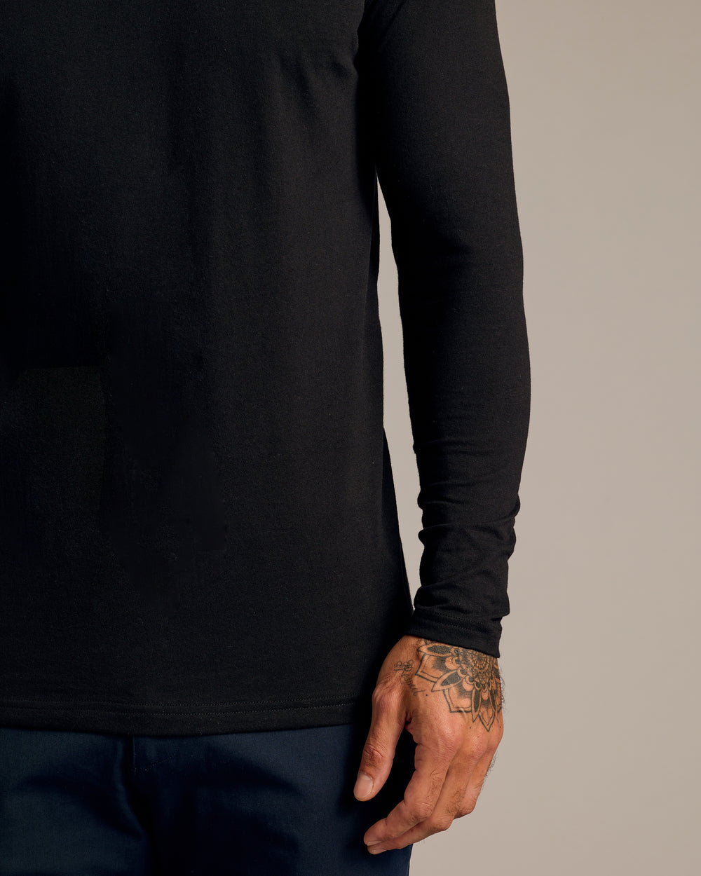 Black Long Sleeve Tall Classic Henley