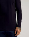 Black Tall Classic Long Sleeve Henley with snug fit and button placket.