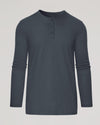Carbon Tall Classic Long Sleeve Henley with button placket and slim sleeves.