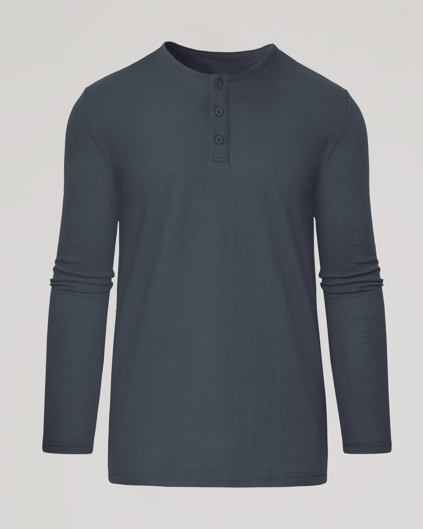 Carbon Tall Classic Long Sleeve Henley with button placket and slim sleeves.