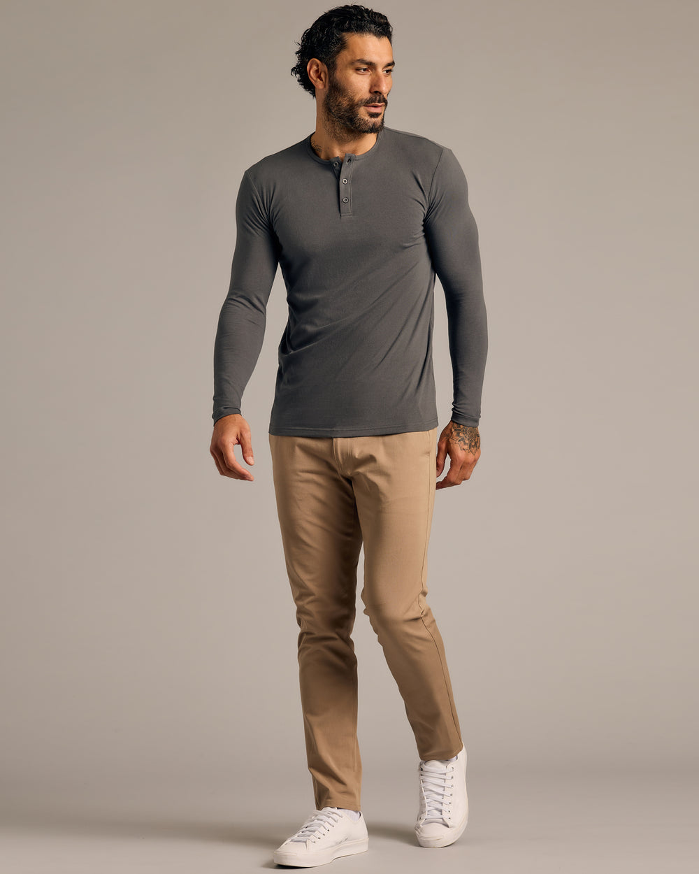 Carbon Long Sleeve Tall Classic Henley