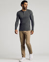 Male model in Carbon Tall Classic Long Sleeve Henley.