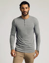 Heather Gray Tall Classic Long Sleeve Henley worn by male model.