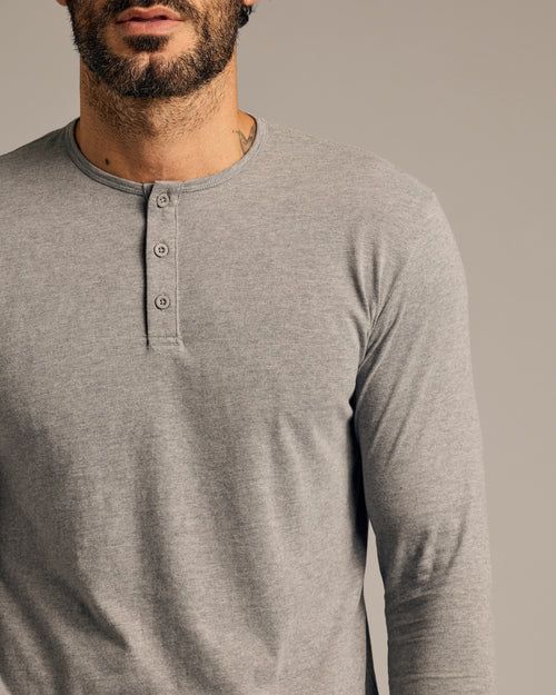 Heather Gray Long Sleeve Tall Classic Henley