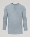 Heather Gray Tall Classic Long Sleeve Henley with button placket.