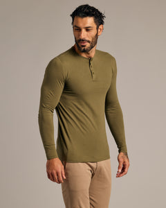 True ClassicMilitary Green Long Sleeve Tall Classic Henley