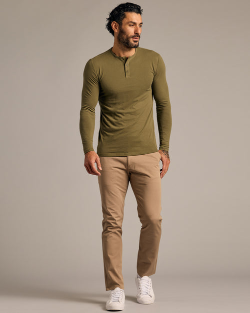 Military Green Long Sleeve Tall Classic Henley