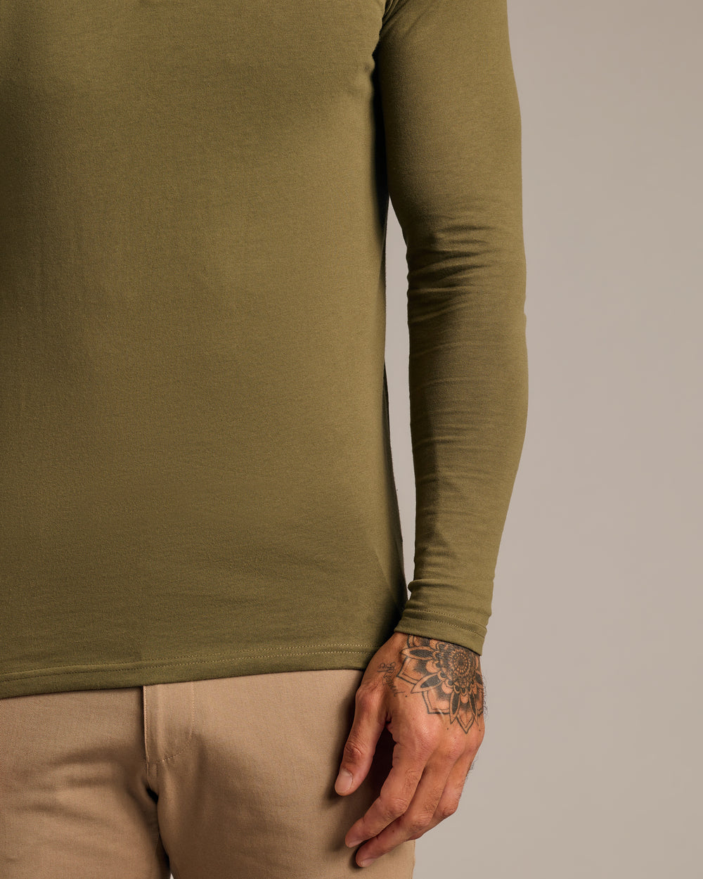 Military Green Long Sleeve Tall Classic Henley