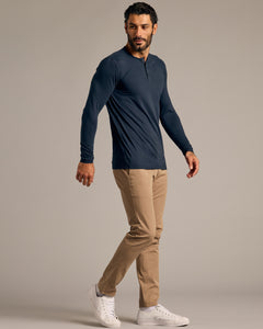 True ClassicNavy Long Sleeve Tall Classic Henley