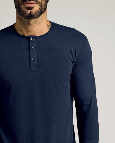 Henley à manches longues classique grand - Navy