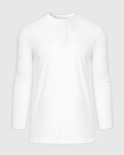 White Long Sleeve Tall Classic Henley