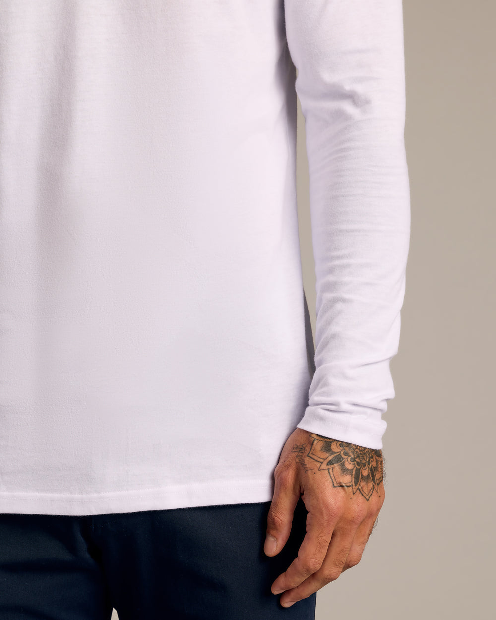 White Long Sleeve Tall Classic Henley