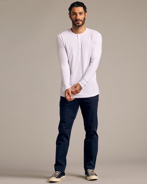 White Long Sleeve Tall Classic Henley