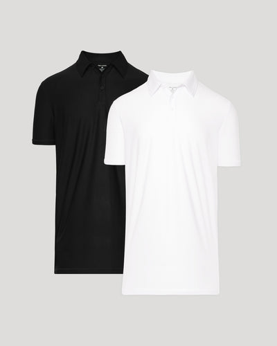 Black & White Tall Active Polo 2-Pack