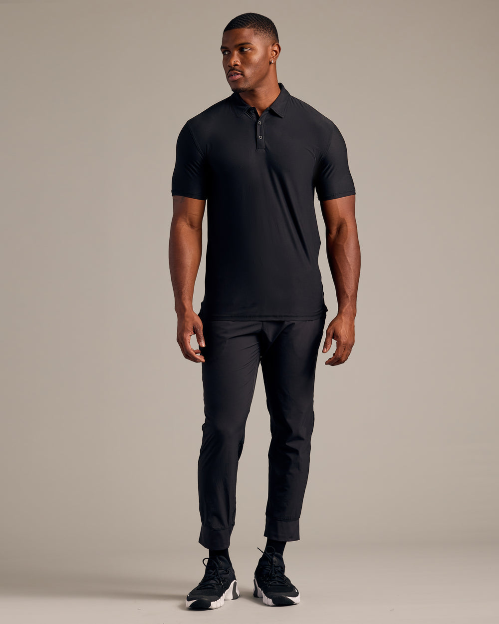 Black Short Sleeve Tall Active Polo