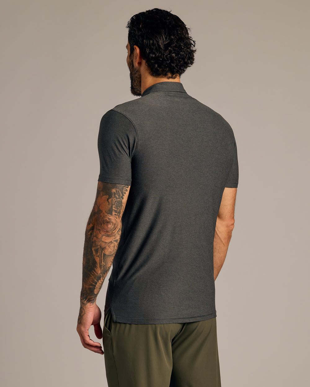 Charcoal Heather Gray Short Sleeve Tall Active Polo