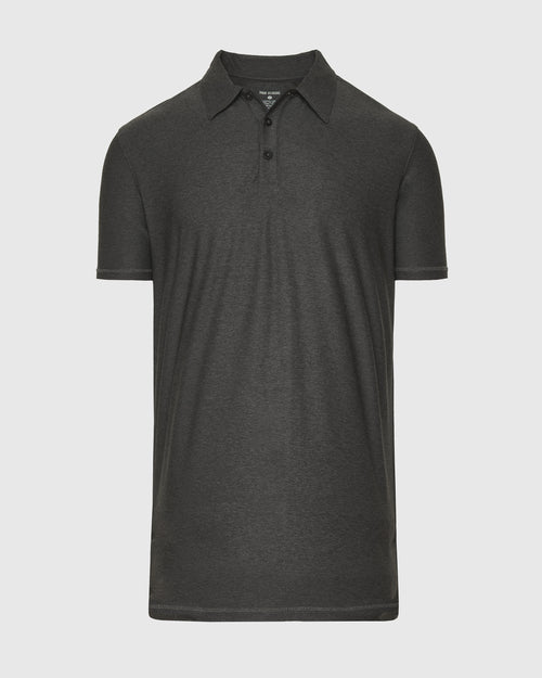 Charcoal Heather Gray Short Sleeve Tall Active Polo