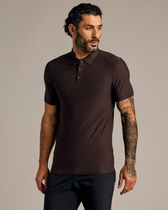 True ClassicDark Heather Cocoa Short Sleeve Tall Active Polo